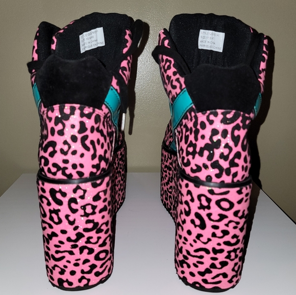 YRU Platform Sneaker Pink Leopard Glitter Size 10 - Picture 4 of 7